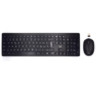 Ewent Pack Teclado + Raton Inalambricos - Receptor USB-A 2.4Hz - 1000dpi - Disposicion Italiana QWERTY IT - Incluye Pilas AA/AA