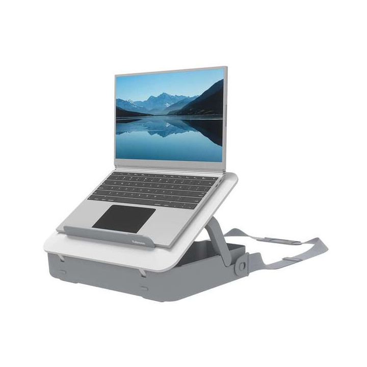 Fellowes Maletin de Doble uso para Ordenador - Elevable a 5 Alturas - Incluye Asa y Correa - Materiales 100% Reciclados