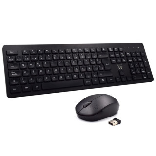 Ewent Pack Inalambrico 2.4hz KB+RATON - Teclado de Oficina con 13 Teclas Multimedia - Raton de Viaje - 1000dpi Unico - Receptor