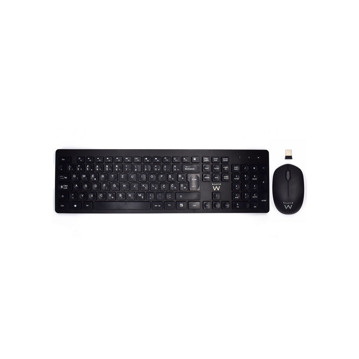 Ewent Pack Teclado + Raton Inalambricos - Receptor USB-A 2.4Hz - 1000dpi - Disposicion Eslovena QWERTZ SI - Incluye Pilas AA/AA