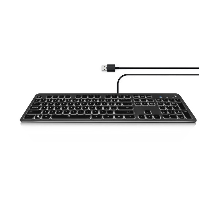 Ewent Teclado con cable USB - Disposicion Eslovena QWERTZ SI - Retroiluminacion - Teclas de Bajo Perfil y Silenciosas - Cable d