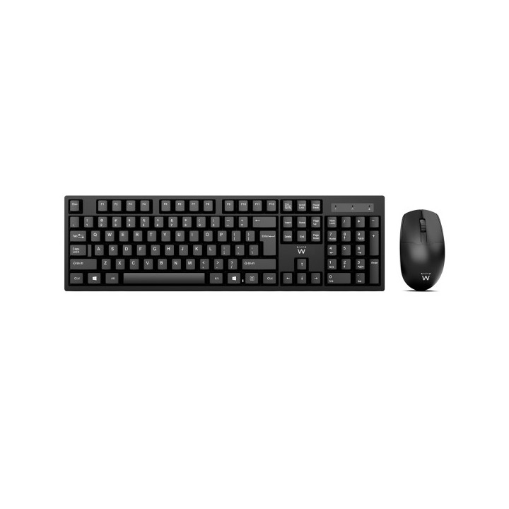 Ewent Pack Teclado + Raton Inalambrico para Oficina - Receptor USB-A 2.4Hz - 1000dpi - Disposicion Portuguesa QWERTY PT - Inclu