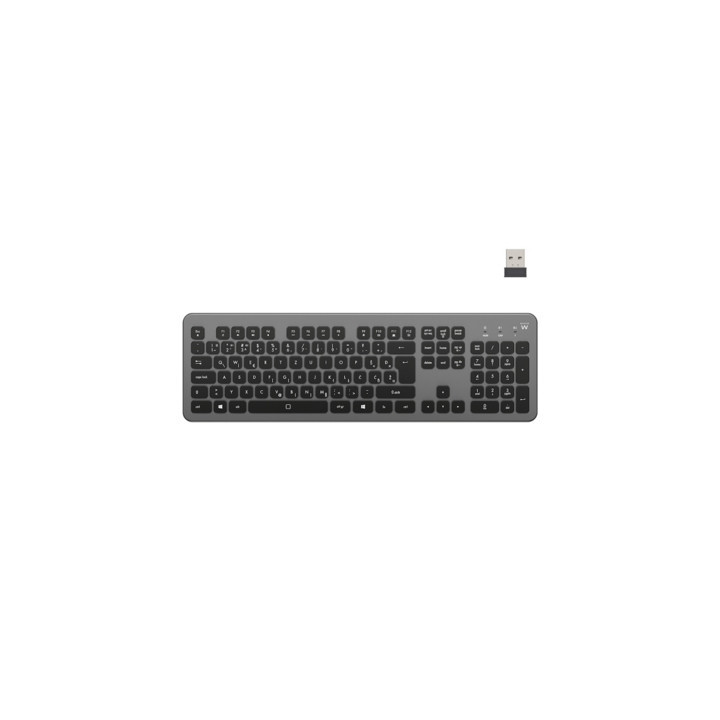 Ewent Teclado Inalambrico - Bateria de Litio Recargable de 300mAh - Disposicion Eslovena QWERTZ SI - Retroiluminacion - Teclas