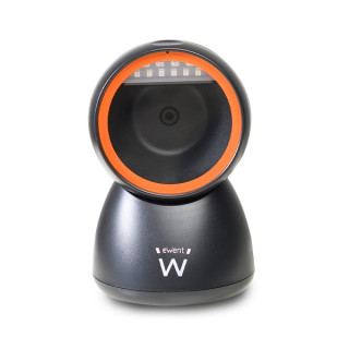 Ewent Lector de Codigos de Barras de Sobremesa - 1D 2D QR - Manos Libres - Resistente a Caidas - Plug and Play - Color Negro/Na