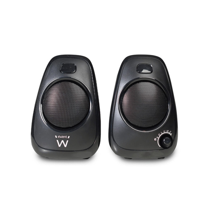 Ewent Altavoces Estereos de Sobremesa de 10W - Alimentacion USB - Jack de 3.5mm - Control de Volumen - Color Negro