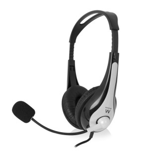 Ewent Auriculares Estereo - Microfono Integrado - 2x Jack de 3.5mm - Cable Trenzado de Nailon de 2m - Color Negro/Gris