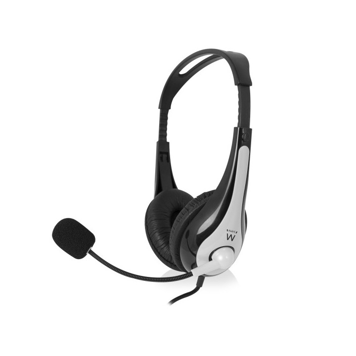 Ewent Auriculares Estereo - Microfono Integrado - 2x Jack de 3.5mm - Cable Trenzado de Nailon de 2m - Color Negro/Gris