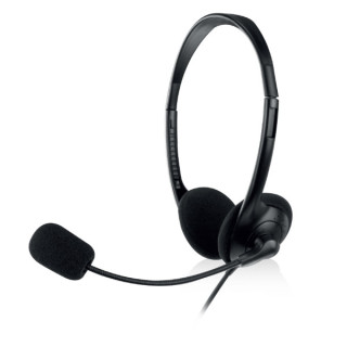 Ewent Auriculares Estereo - Microfono Integrado - 2x Jack de 3.5mm - Cable de 2.1m - Color Negro