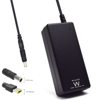 Ewent Cargador Especifico para Portatiles IBM/Lenovo - 65W de Potencia - 2 Clavijas Intercambiables - Color Negro