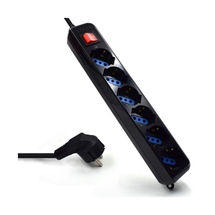 Ewent Regleta de Energia - 6 Enchufes - Version Schuko - 16A con Interruptor de Encendido/Apagado - Proteccion contra Sobrecarg
