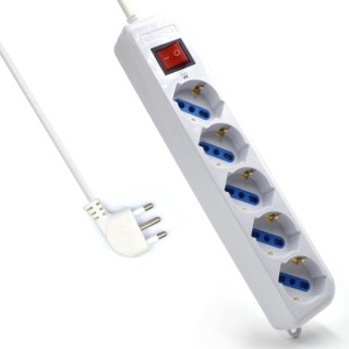 Ewent Regleta con 6 Tomas Tipo L/F (Schuko) de 10/16A - Interruptor de Encendido - Proteccion contra Sobretensiones - Proteccio