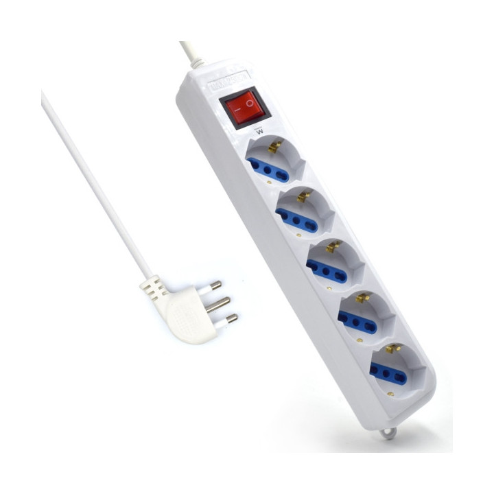 Ewent Regleta con 6 Tomas Tipo L/F (Schuko) de 10/16A - Interruptor de Encendido - Proteccion contra Sobretensiones - Proteccio