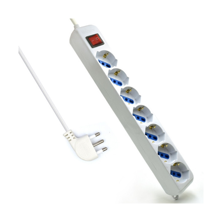 Ewent Regleta con 6 Tomas Tipo L/F (Schuko) de 10/16A - Interruptor de Encendido - Proteccion contra Sobretensiones - Proteccio