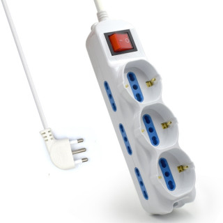 Ewent Regleta con 9 Tomas - 6 Tomas L + 3 Tomas L/F (Schuko) - Interruptor On/Off - Proteccion contra Sobretensiones - Enchufe