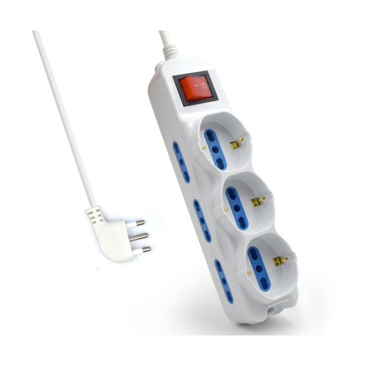 Ewent Regleta con 9 Tomas - 6 Tomas L + 3 Tomas L/F (Schuko) - Interruptor On/Off - Proteccion contra Sobretensiones - Enchufe