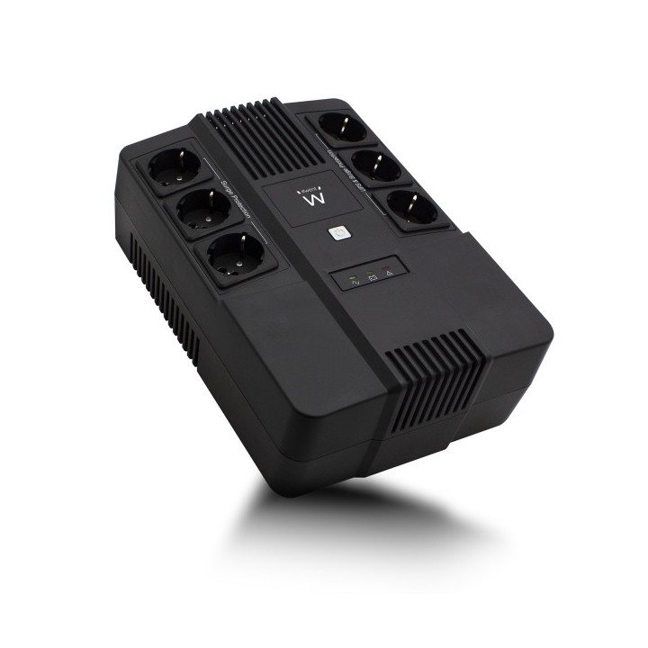 Ewent SAI Interactivo 700VA/390W - 6x Schuko - Toma Tierra - Funcion AVR - Notificacion Sonora y LED - Proteccion Electrica - B