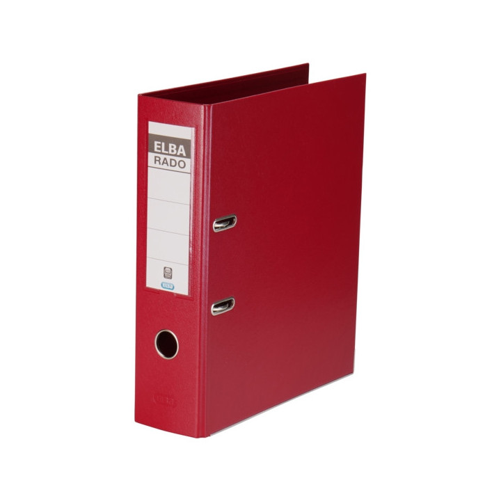 Elba Plast Archivador Tamaño A4 - Ancho 80mm - Con Palanca y Rado - Resistente y Duradero - Fabricado en PVC - Color Rojo