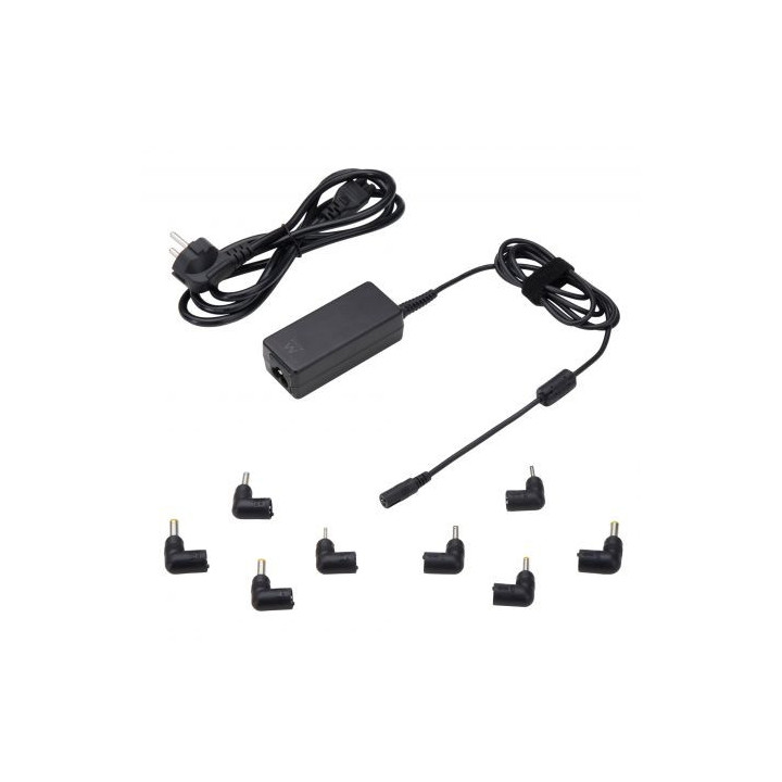Ewent Cargador Universal para Portatil de 45W - 8 Clavijas Intercambiables - Automatico - Gestion Inteligente de Corriente - Co