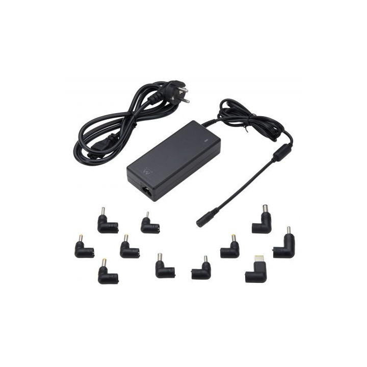 Ewent Cargador Universal para Portatil de 90W - 11 Clavijas Intercambiables - Automatico - Gestion Inteligente de Corriente - C