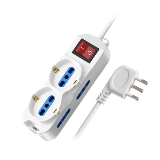 Ewent Regleta con 6 Tomas - 4 Tomas L + 2 Tomas L/F (Schuko) - Interruptor On/Off - Proteccion Infantil - Enchufe Italiano Plan