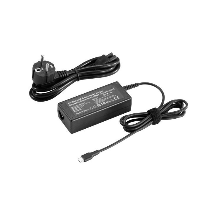 Ewent Cargador para Portatil USB Tipo C - Power Maxima Entregada 65W - Longitud Cable 300 cm - Color Negro