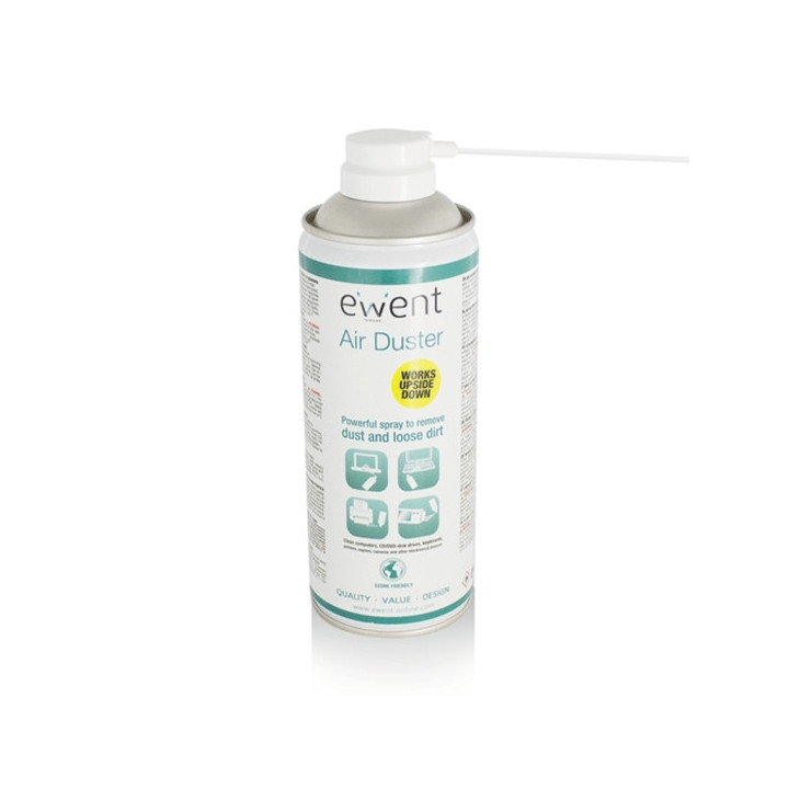 Ewent Spray de Aire Comprimido - Invertible - 220ml - Aplicador para Zonas Dificiles - Color Transparente