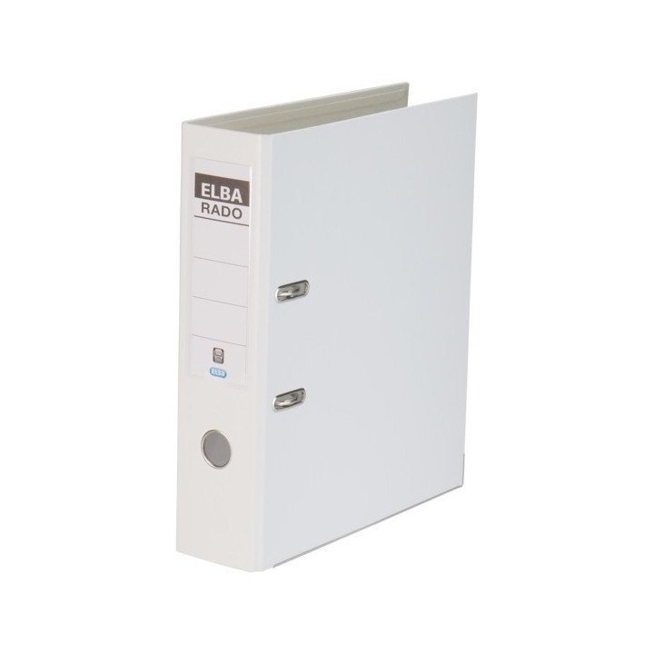 Elba Plast Archivador Tamaño A4 - Ancho 80mm - Con Palanca y Rado - Resistente y Duradero - Fabricado en PVC - Color Blanco