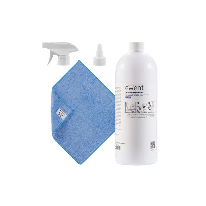 Ewent Kit Spray Limpiador Pantallas 1000ml + Paño Microfibra
