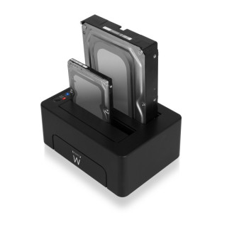 Ewent Estacion de Docking de Doble Bahia - HDD/SSD SATA de 2.5/3.5" - USB 3.2 Gen1 - Funcion de Clonado - Indicador LED - Color