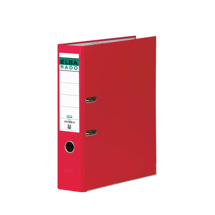 Elba Chic Archivador Tamaño A4 - Lomo de 80mm - Con Palanca y Rado - Forrado Exterior PVC - Color Rojo
