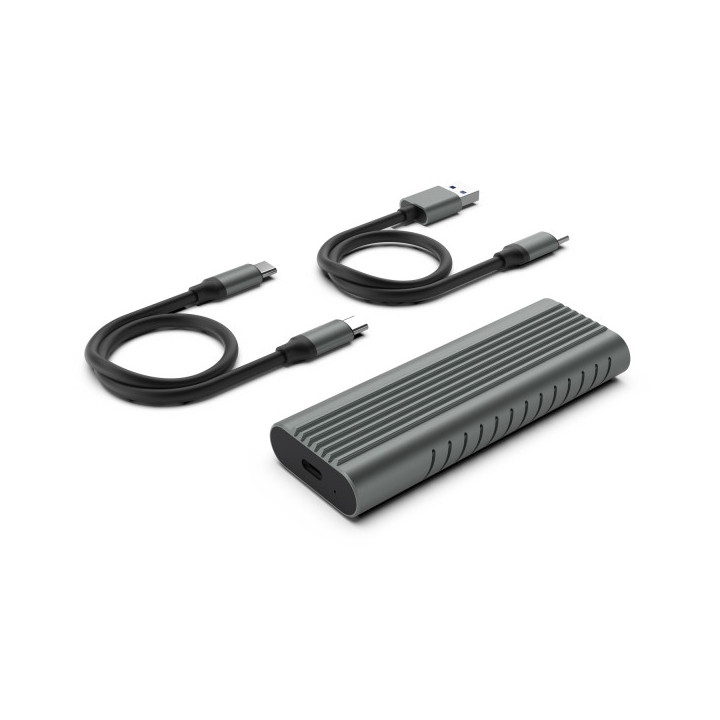 Ewent Caja Externa USB 3.2 - USB-C SSD sin Tornillos - Cable USB C-C y USB C-A - Color Gris