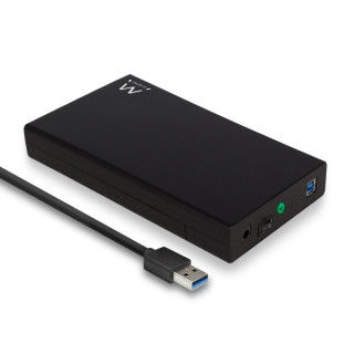 Ewent EW7056 Caja Externa para Disco Duro SATA de 3.5" -sin Tornillos - USB 3.2 - Cable 80cm - Color Negro