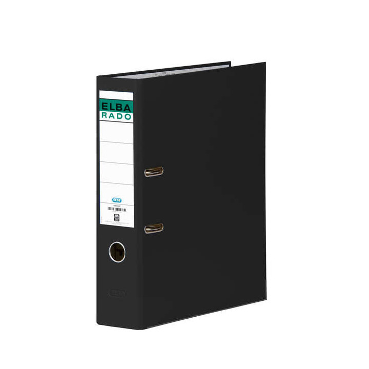 Elba Chic Archivador Tamaño A4 - Lomo de 80mm - Con Palanca y Rado - Forrado Exterior PVC - Color Negro