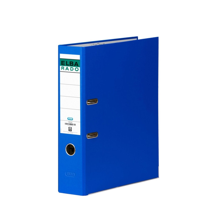 Elba Chic Archivador de Palanca Tamaño Folio - Lomo de 80mm - Con Ollao y Rado - Forrado Exterior PVC - Color Azul