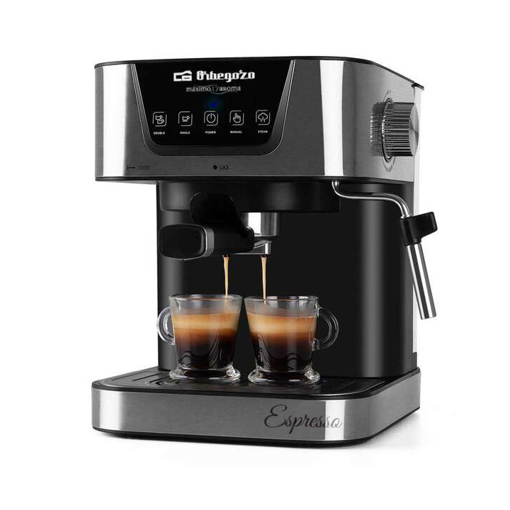 Orbegozo Cafetera Espresso EX 5200 - Orbegozo Presion de 20 Bar y 850W de Potencia - Panel de Control Tactil - Deposito de Agua