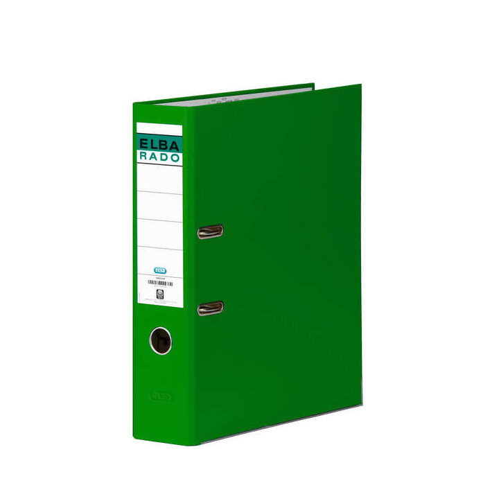 Elba Chic Archivador de Palanca Tamaño Folio - Lomo de 80mm - Con Ollao y Rado - Forrado Exterior PVC - Color Verde