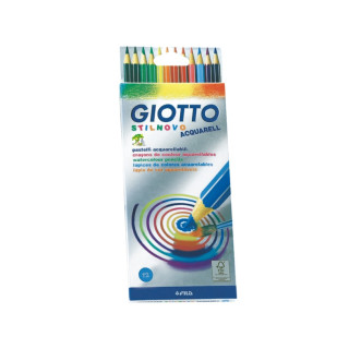 Giotto Stilnovo Acqarell Pack de 12 Lapices de Colores Acuarelables - Forma Hexagonal - Mina 3.3mm - Colores Surtidos
