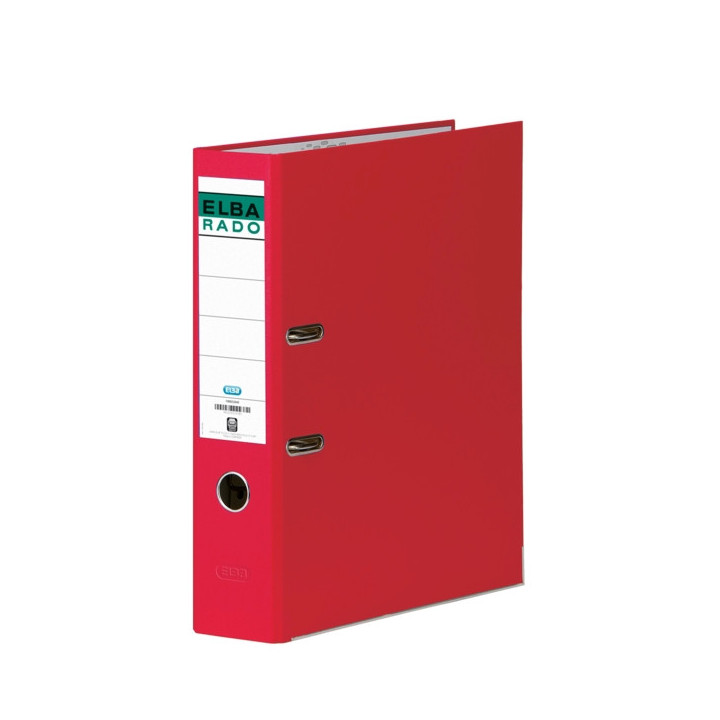 Elba Chic Archivador Tamaño Folio - Lomo de 80mm - Con Palanca y Rado - Forrado Exterior PVC - Color Rojo