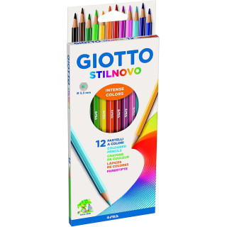 Giotto Stilnovo Pack de 12 Lapices Hexagonales de Colores - Mina 3.3mm - Madera - Colores Surtidos