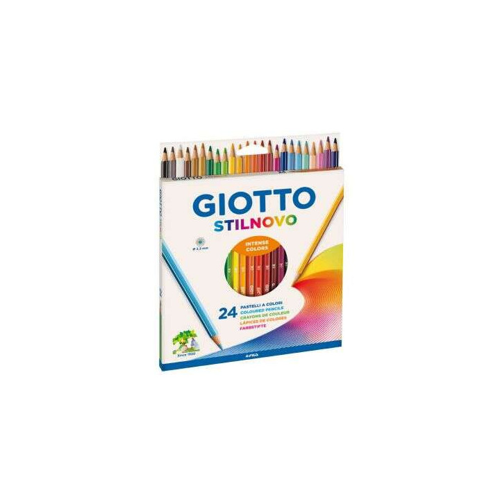 Giotto Stilnovo Pack de 24 Lapices Hexagonales de Colores - Mina 3.3mm - Madera - Colores Surtidos