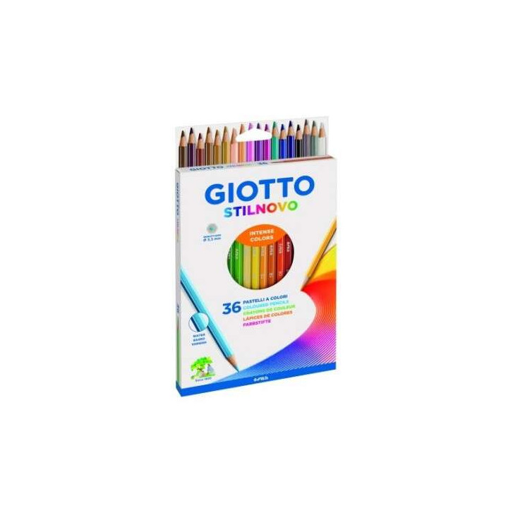 Giotto Stilnovo Pack de 36 Lapices Hexagonales de Colores - Mina 3.3mm - Madera - Colores Surtidos