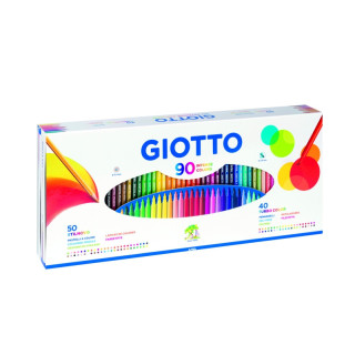 Giotto Caja Regalo Pack de 90 Piezas - 40 Rotuladores Giotto Turbo Color - 50 Lapices de Colores Giotto Stilnovo - Colores Surt