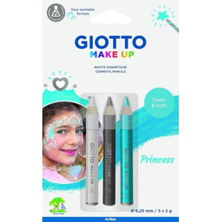 Giotto Make Up Princess Pack con 3 Lapices Cosmeticos de Tematica Princesa - Se Lava con Agua - Dermatologicamente Testado - Co