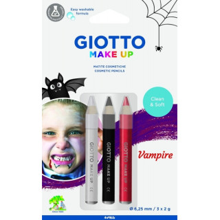 Giotto Make Up Vampire Pack con 3 Lapices Cosmeticos de Tematica Vampiro - Se Lava con Agua - Dermatologicamente Testado - Colo