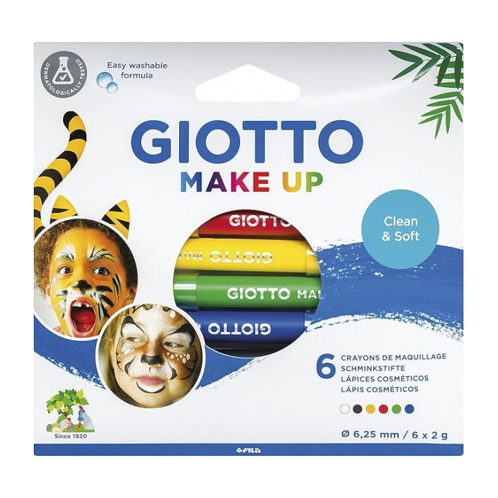 Giotto Make Up Classic Pack con 6 Lapices Cosmeticos - Se Lava con Agua - Dermatologicamente Testado - Colores Clasicos Surtido