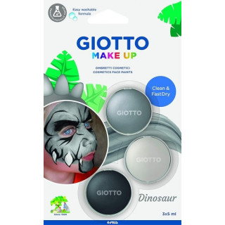 Giotto Make Up Dinosaur Pack con 3 Maquillajes Faciales de Tematica Dinosaurio - Se Lava con Agua - Dermatologicamente Testado