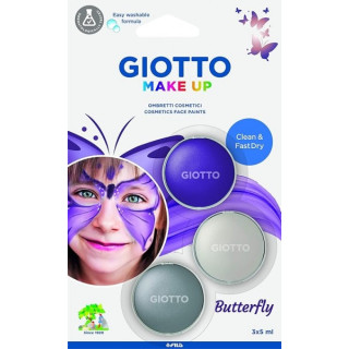 Giotto Make Up Butterfly Pack con 3 Maquillajes Faciales de Tematica Mariposa - Se Lava con Agua - Dermatologicamente Testado -
