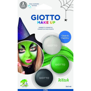 Giotto Make Up Witch Pack con 3 Maquillajes Faciales de Tematica Bruja - Se Lava con Agua - Dermatologicamente Testado - Colore