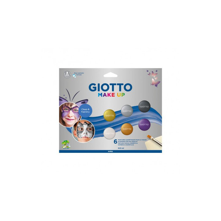 Giotto Make Up Metallic Pack con 6 Maquillajes Faciales - Se Lava con Agua - Dermatologicamente Testado - Colores Metalicos Sur