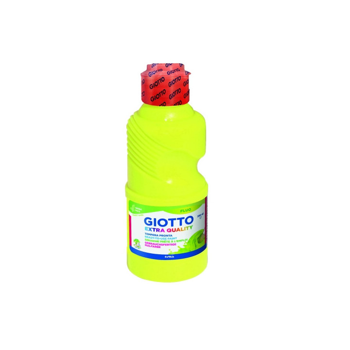 Giotto Extra Quality Fluo Tempera - 250ml - Lispa para el Uso - Botella Bio Pet - Color Amarillo Fluorescente